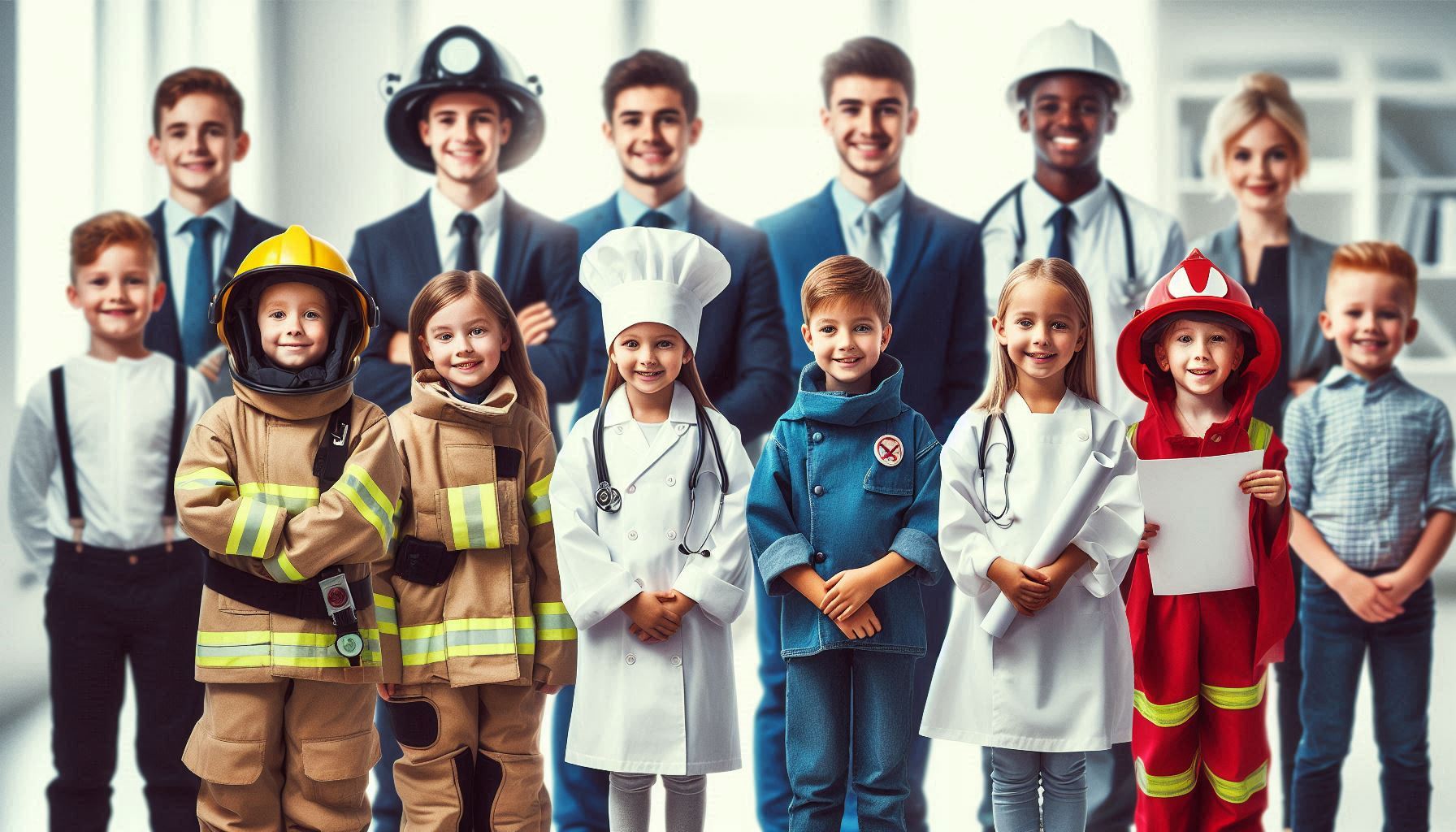 Niños vestidos de futuras profesiones